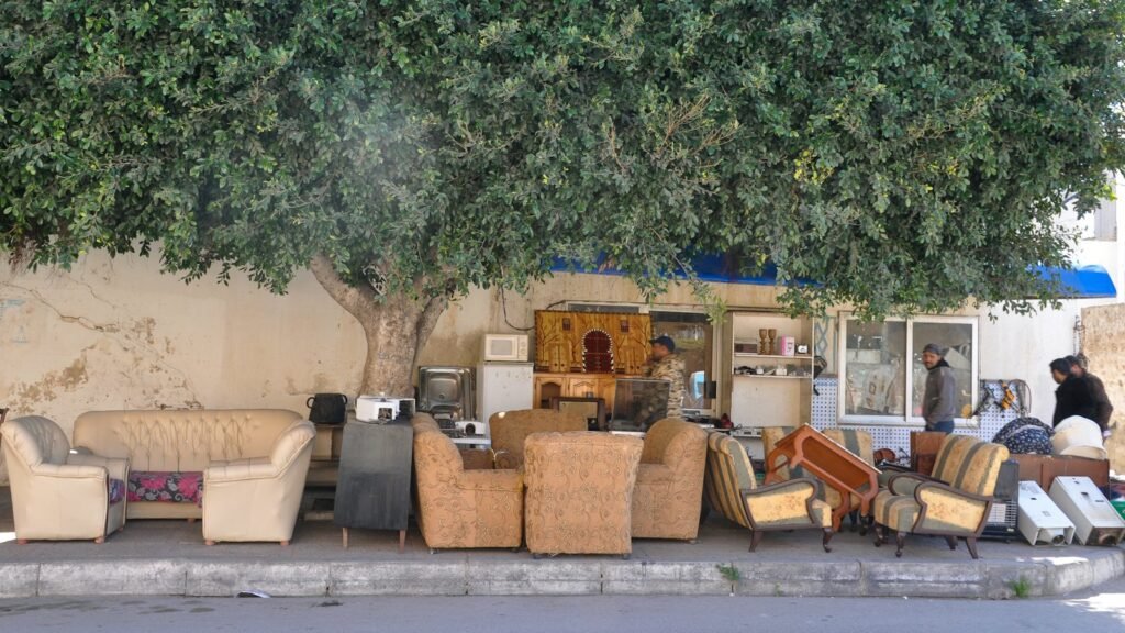 Old furniture at the curb for pickup