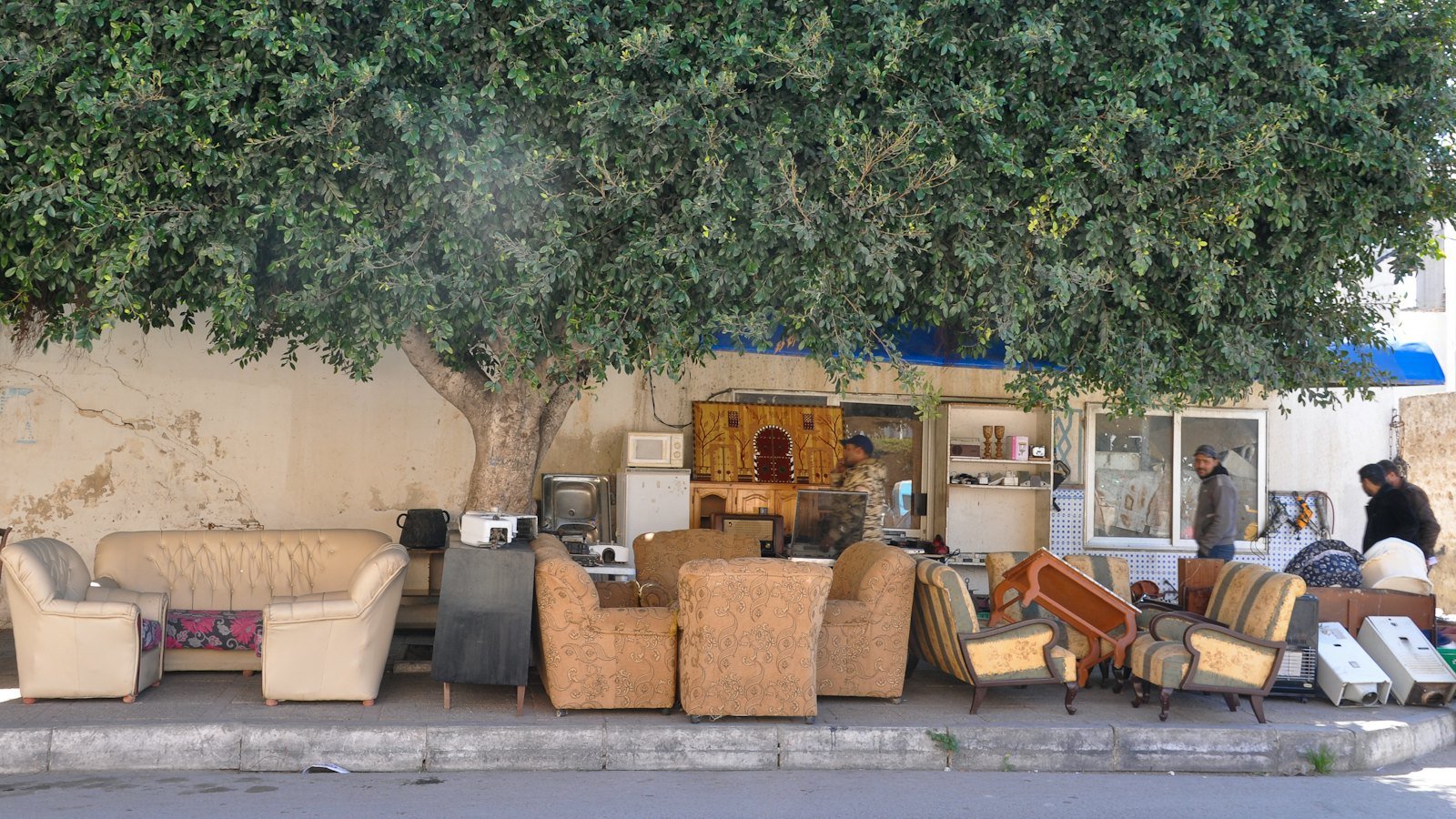 Old furniture at the curb for pickup