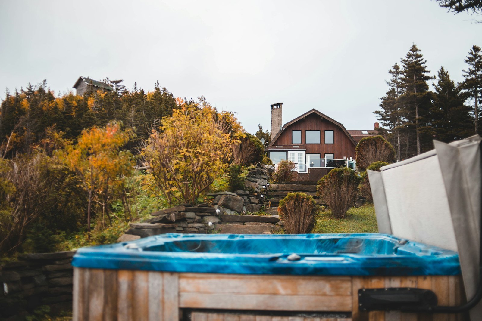 Backyard hot tub ready for removal