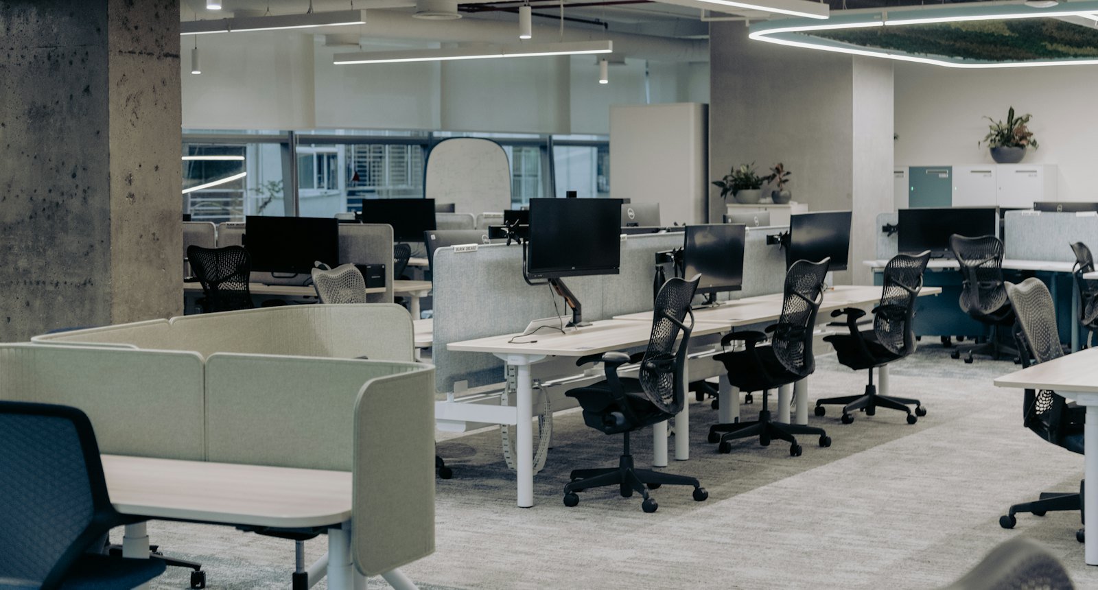Office with desks and chairs before a cleanout